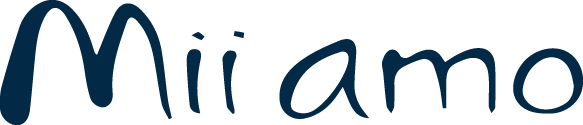 Mii amo logo depicting a stylish, modern font in dark blue, representing a wellness retreat or spa.