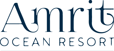Amrit Ocean Resort logo emphasizing luxury and coastal relaxation experience.