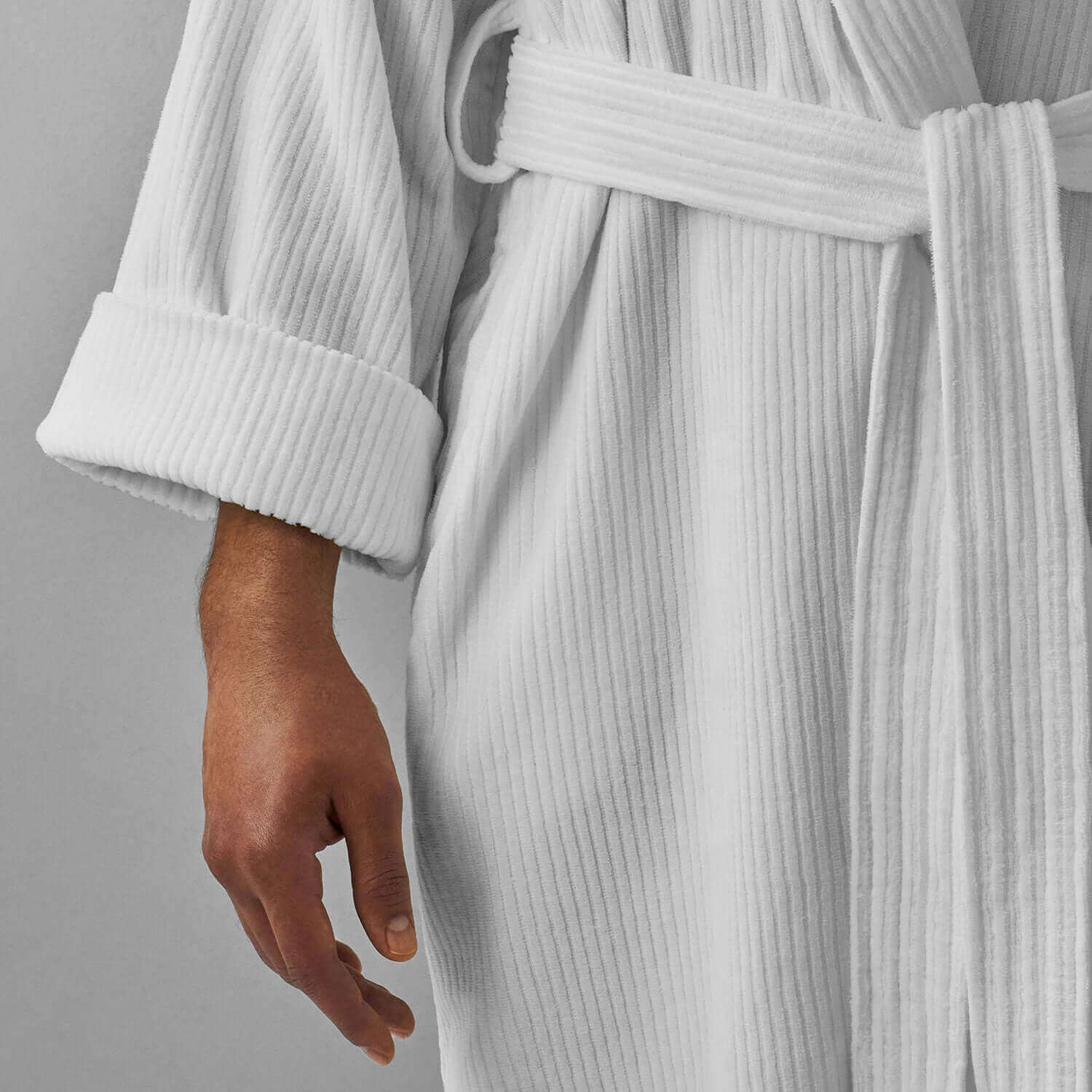 Luxor Shawl, soft white robe with retro shawl collar, perfect for at-home spa rituals, inspired by 1940s glamour.