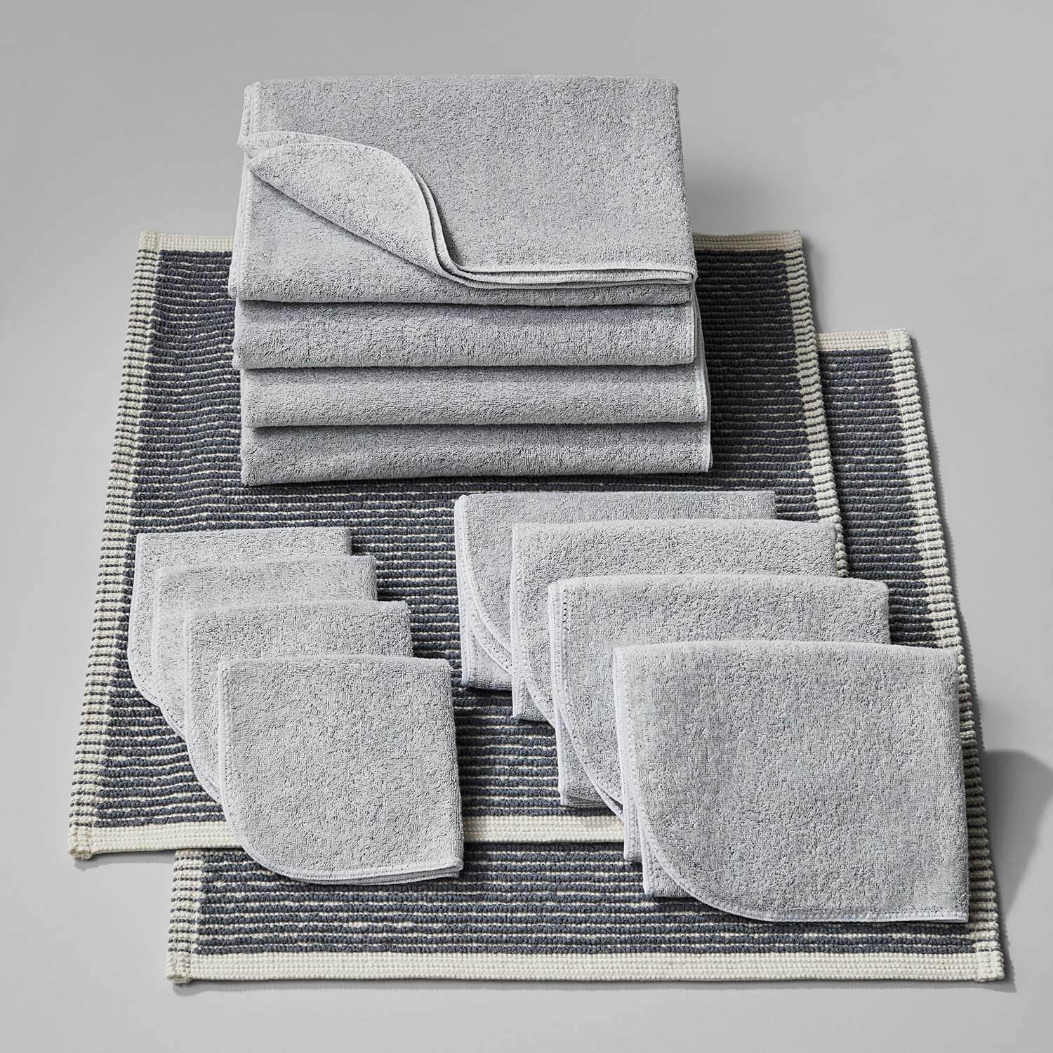 Tuxedo Bath Bundle in Gray, featuring luxurious towels and eco-friendly materials for modern bathrooms.