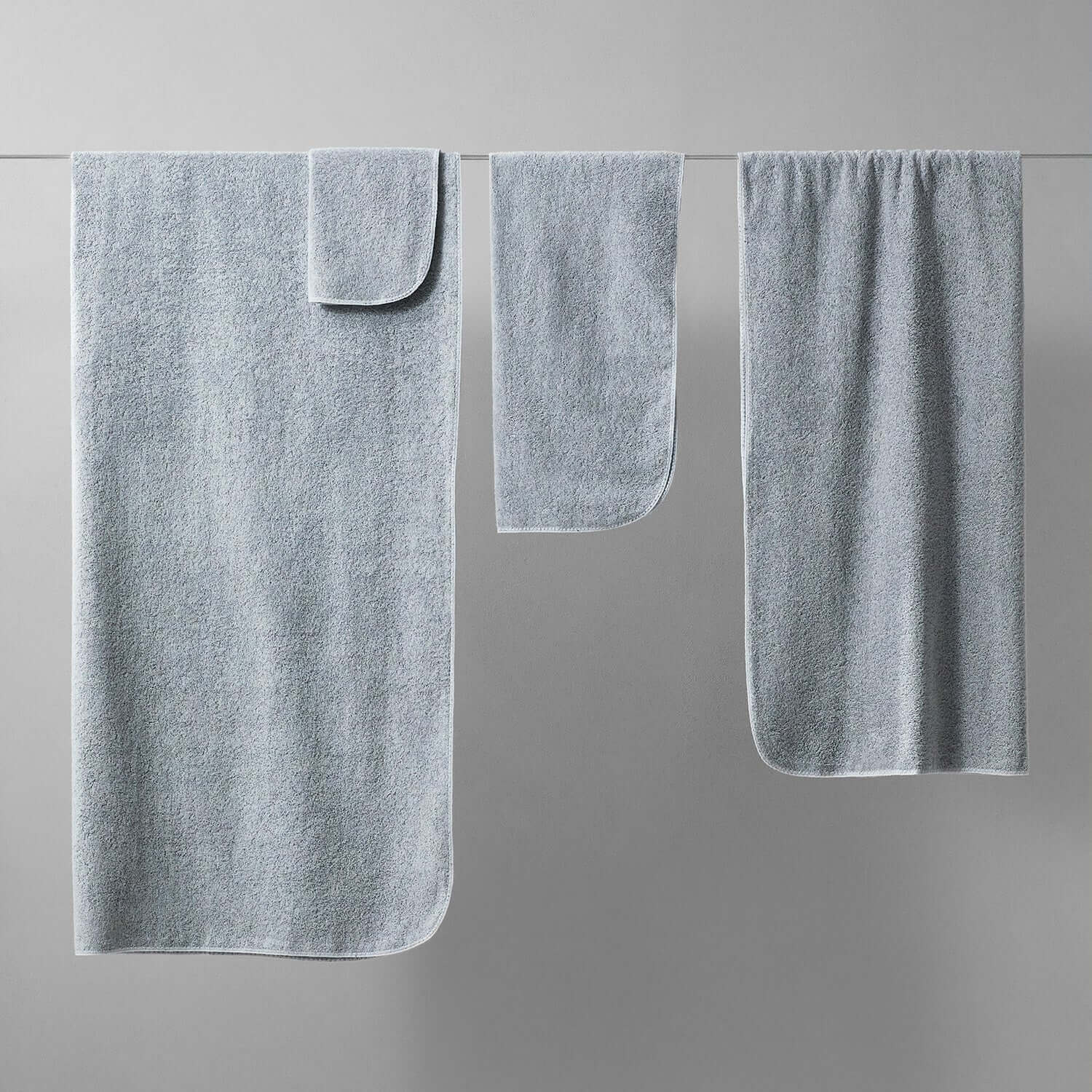 Tuxedo Towel Gray Collection featuring multi-tonal hues, perfect for durability and vibrancy after repeated washes.