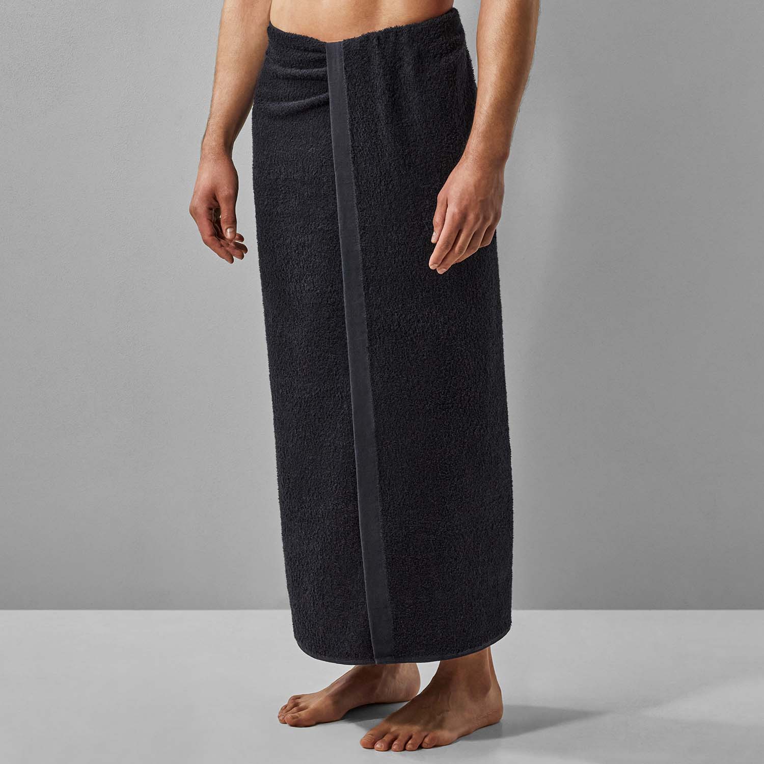 Wabi Sabi black towel showcasing minimalist design and sustainable luxury, perfect for a tranquil bathroom experience.