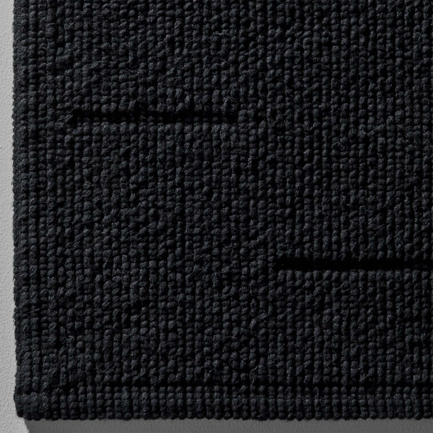 Wabi Sabi Tub Mat in Black, showcasing textured fabric and minimalist design inspired by Japanese aesthetics.