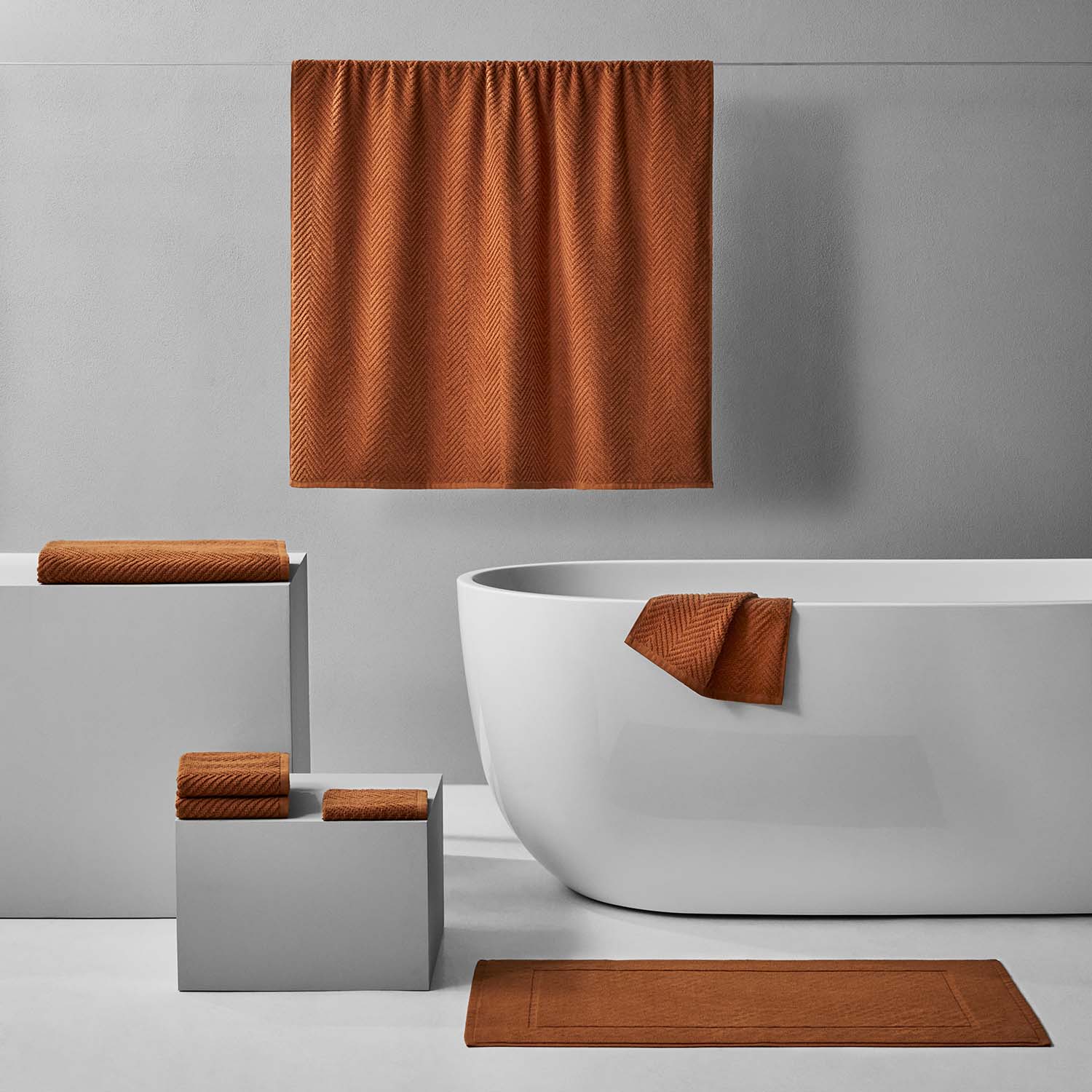 Treatment Bath Bundle Clay featuring warm, earthen tones and soft textures for a relaxing bathroom experience.